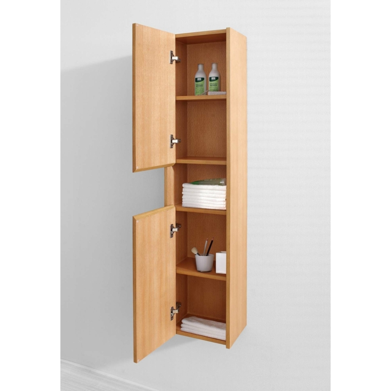 Light Oak Wall Mounted Cabinet featuring practical Open Mid Shelf.