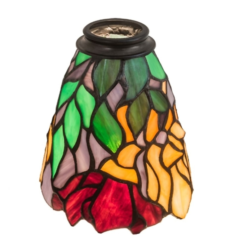 Light Shade Iris Floral Pattern Emerald Green Lead Caming Art Nouveau