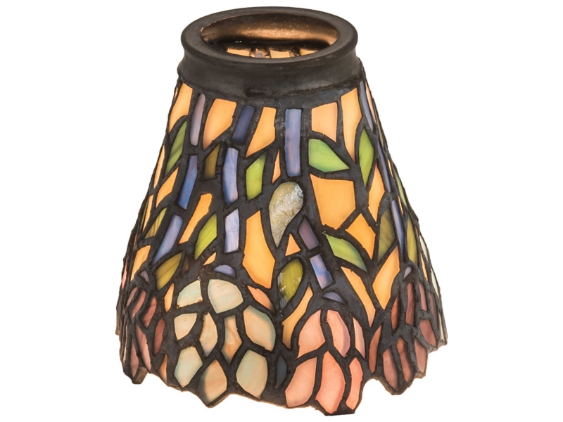 Light Shade Wisteria Pattern Stained Glass Art Nouveau Scalloped Edge