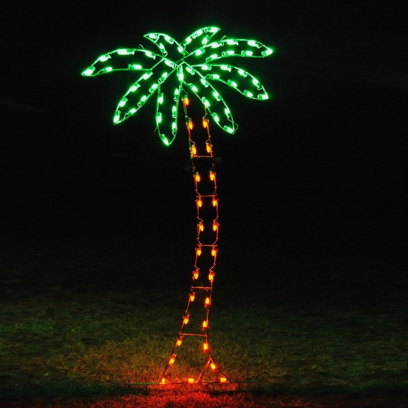 Lighted Outdoor Decor Neon Green Palm Tree Silhouette