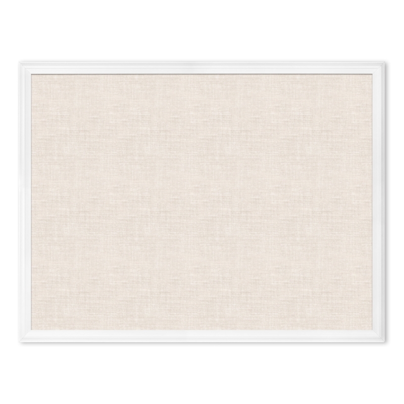 Linen Bulletin Board, 40x30 Large Format, Wood Toned Frame, Minimalist.