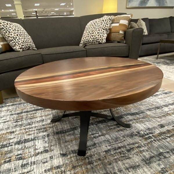 Live Edge Walnut Coffee Table with Copper Epoxy Inlay Slab