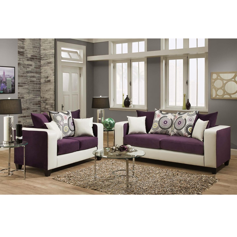 Living Room Set featuring Unique Two Tone Color Blocked Upholstery