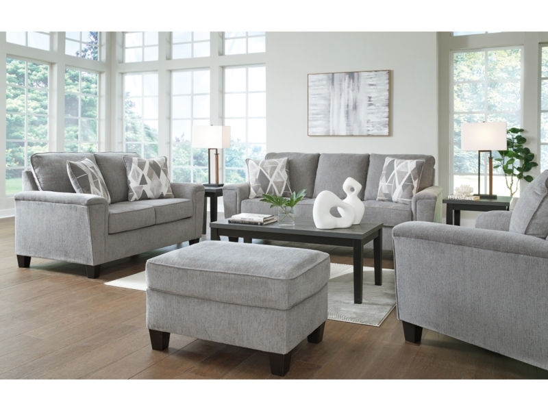Living Room Set Heathered Gray Fabric Flared Armrests Geometric Pillows