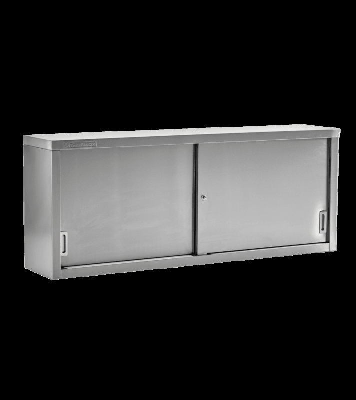 Lockable Stainless Steel Wall Cabinet with Space-Saving Sliding Doors