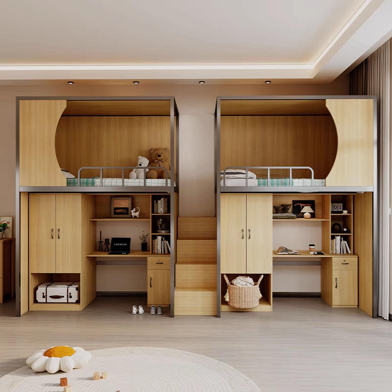 Loft Study Bunk Bed Metal Bunk Bed With Study Desk Modern Space-Saving  Design