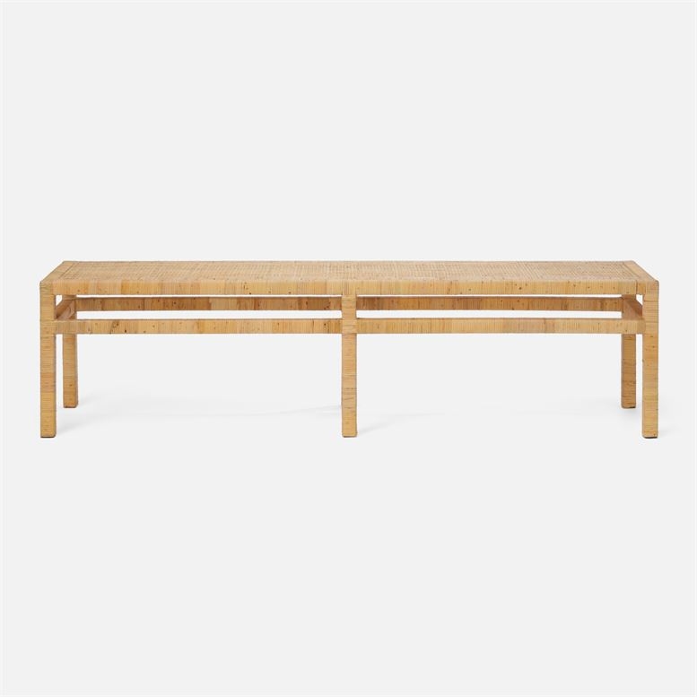 Long Bench Wrapped Peeled Rattan Double Rail Apron