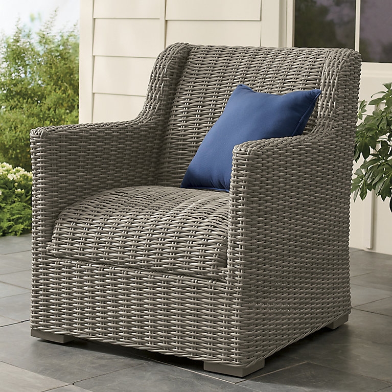 Lounge Chair Driftwood Gray Basket Weave Wingback Patio Seating