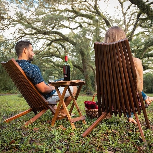 Lounge Chair Ergonomic Recline Bohemian Acacia, Low Profile Patio Chair
