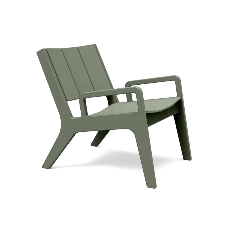 Lounge Chair Sage Green Matte Slat Back Low Profile Modern Minimalist