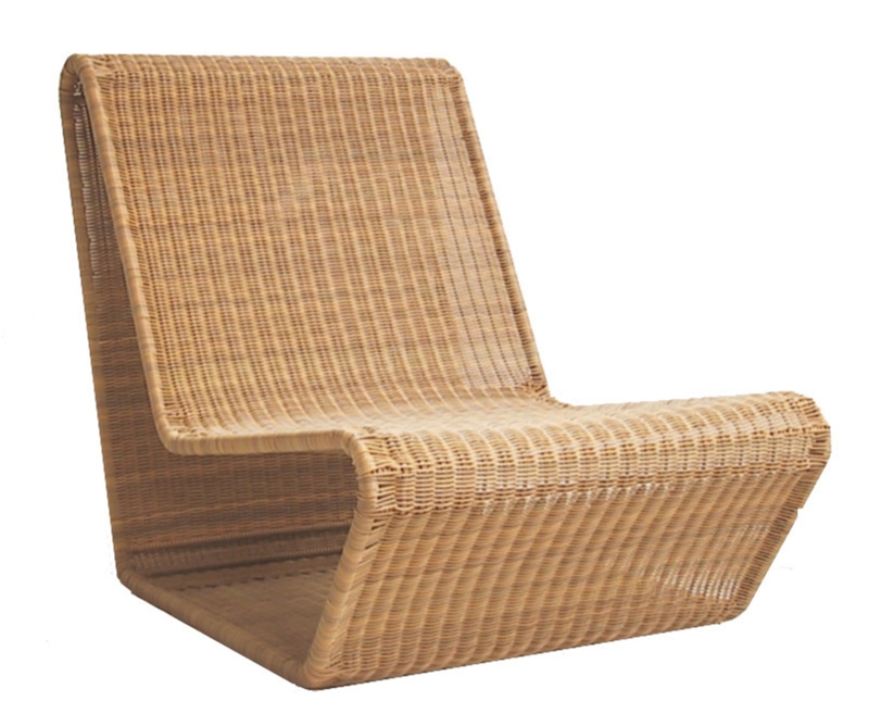 Lounge Chair Wave Silhouette Low Profile Continuous Frame Woven Texture