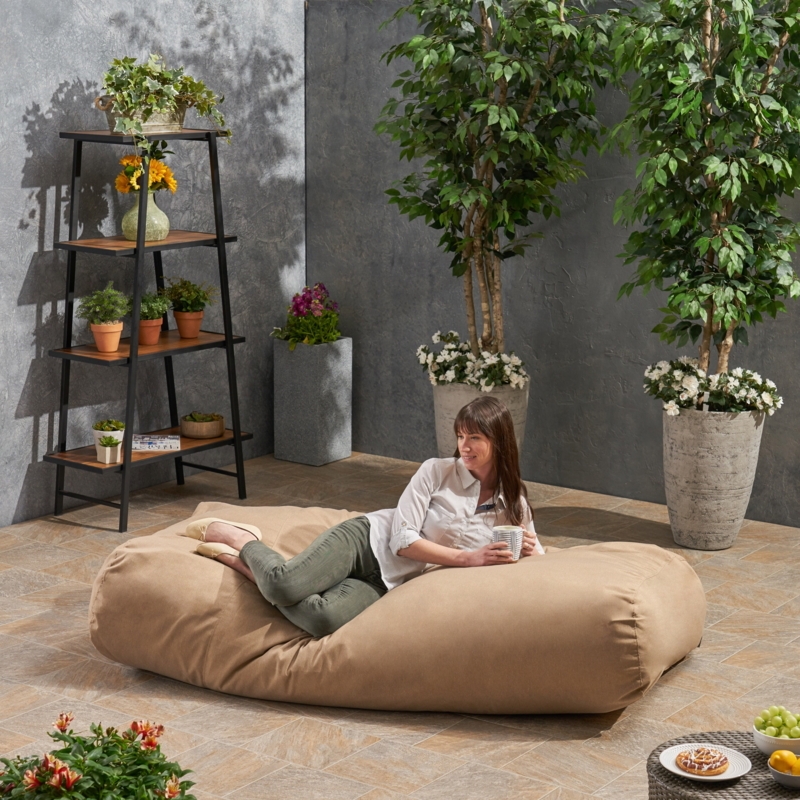 Lounger Bean Bag Tuscan Tan Rectangular Silhouette Low Profile