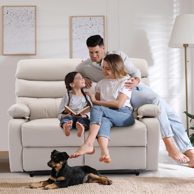 Loveseat Recliner Segmented Backrest Manual Small Couch Side Pockets