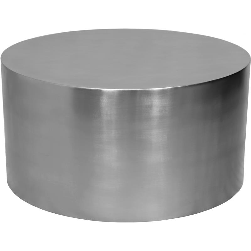 Low Profile Coffee Table Brushed Chrome Drum Minimalist Round