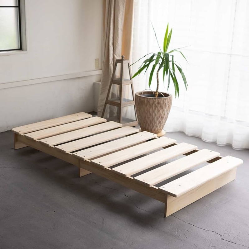 Low Profile Platform Bed, Natural Pine with Rounded Edges