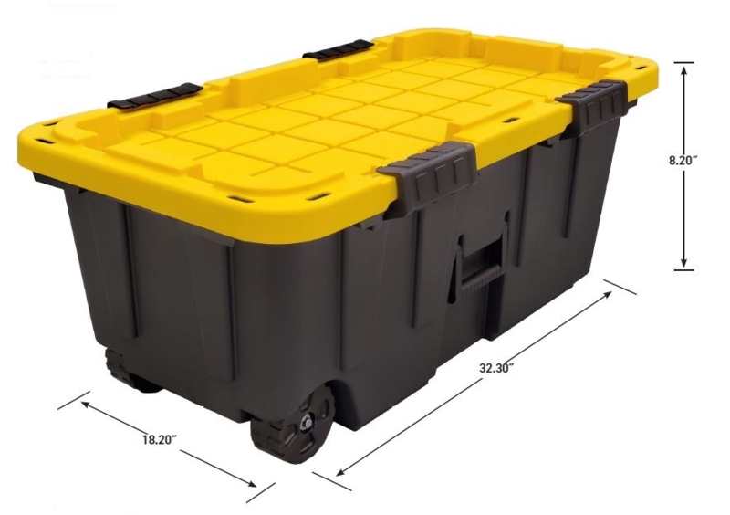 Low Profile Wheeled Storage Footlocker with Signal Yellow Lid