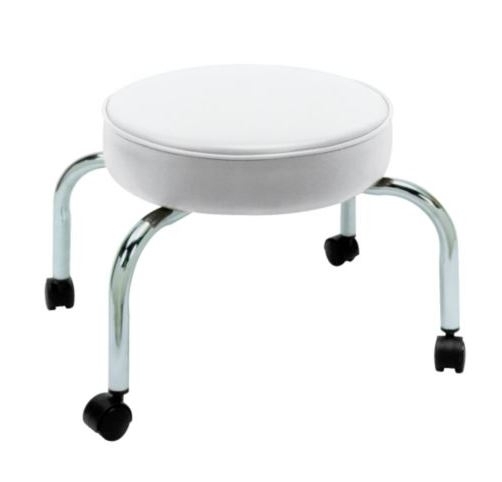 Low Stool Curved Legs Round Padded Seat Twin Wheel Casters