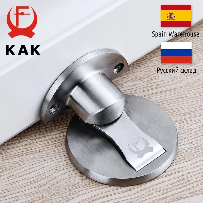Magnetic Door Stopper Brushed Stainless Steel Low Profile Concealed