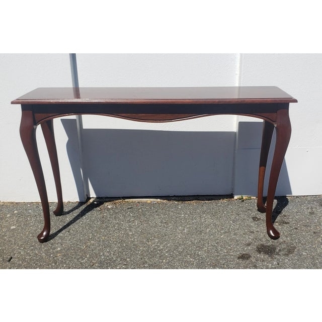 Mahogany Sofa Table with Slim Depth Profile and Scalloped Apron