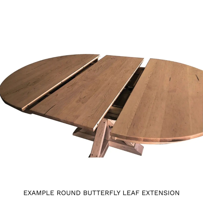 Maple Wood Round Dining Table with Expandable Butterfly Leaf Mechanism