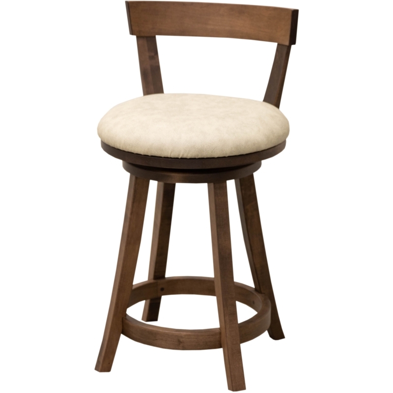 Maple Wood Swivel Bar Stool in Cocoa Finish with Cream Seat