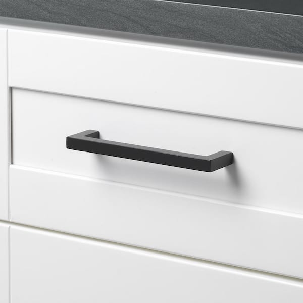 Matte Black Cabinet Pull: Square Bar Profile 90 Degree Angles Minimalist