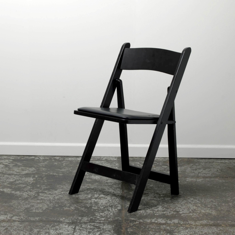Matte Black Folding Chair Modern Minimalist Padded Seat