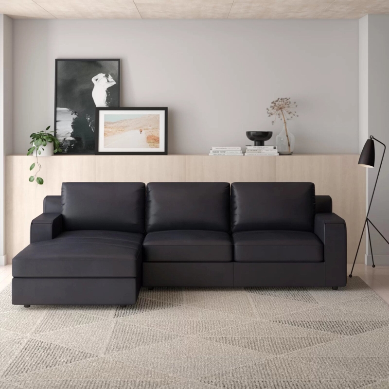 Matte Black Sleeper Sofa Sectional with Built-In Storage Small Spaces