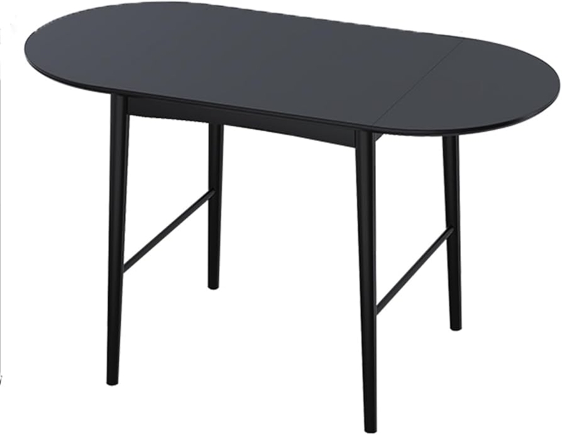 Matte Black Wood Craft Table with Minimalist Drop Leaf Tapered Legs