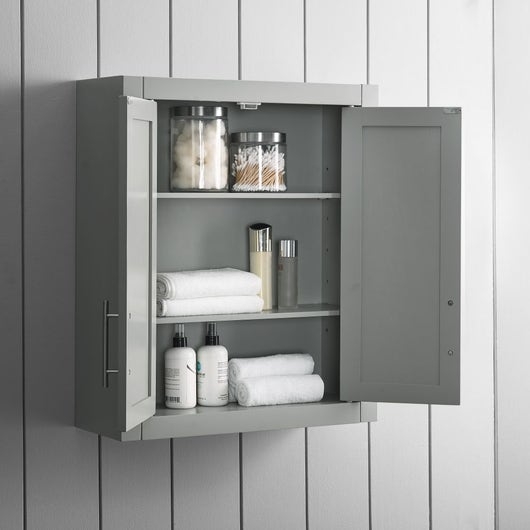 Matte Grey Wall Mounted Cabinet featuring Shaker Style Doors