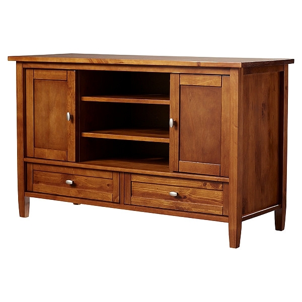 Media Console Mission Style Inset Panels Honey Brown