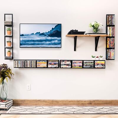 Media Storage Set Modular Arrangement Black Metal Frames