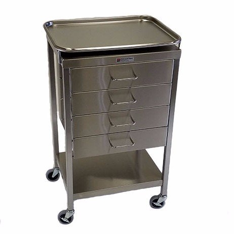Medical Cart Top Utility Tray Stainless Steel 4 Drawer Organizer