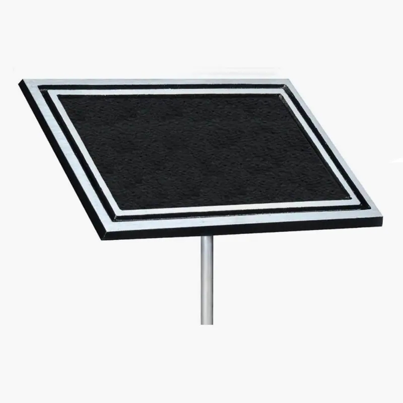 Memorial Plaque Angled Mount Ground Stake, Black and Silver Marker