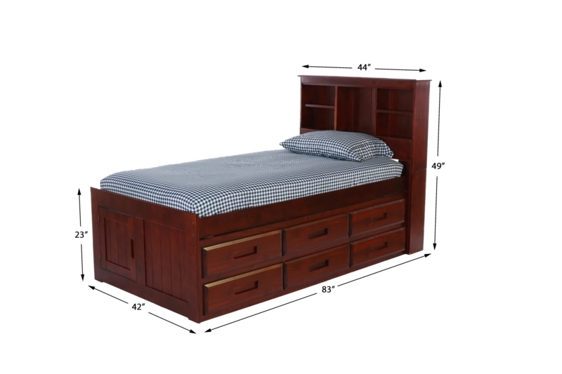 Merlot Brown Captains Bed with Bookcase Headboard