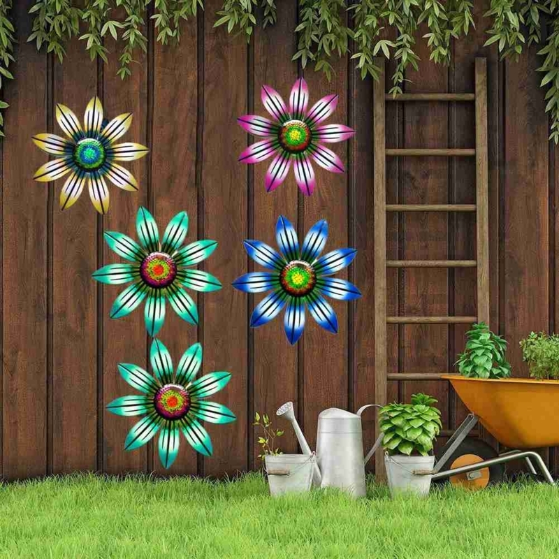 Metal Flower Wall Art Vibrant Multi Color Layered Petals