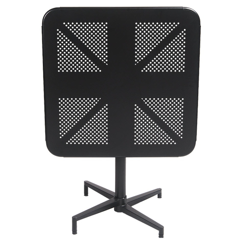 Metal Folding Table with Perforated Tilting Top and Pedestal Base