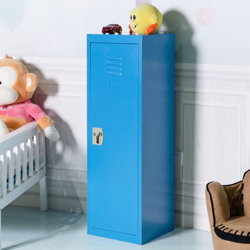 Metal Locker Vibrant Blue Single Door Child Safe Height Ventilation
