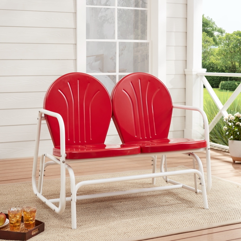 Metal Red Glider Chair Glider Vintage Outdoor Dining Chairs Mainstays Retro  Red Outdoor