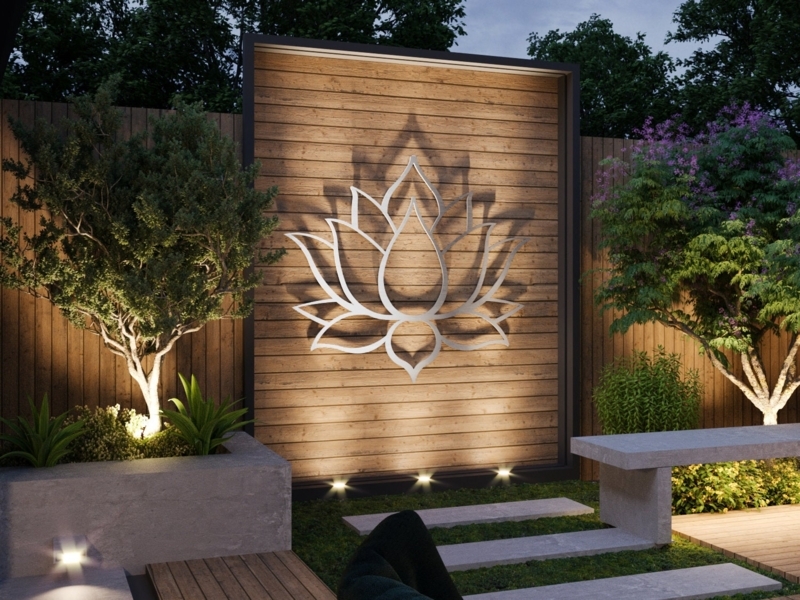 Metal Wall Art Lotus Silhouette Modern Zen Decor