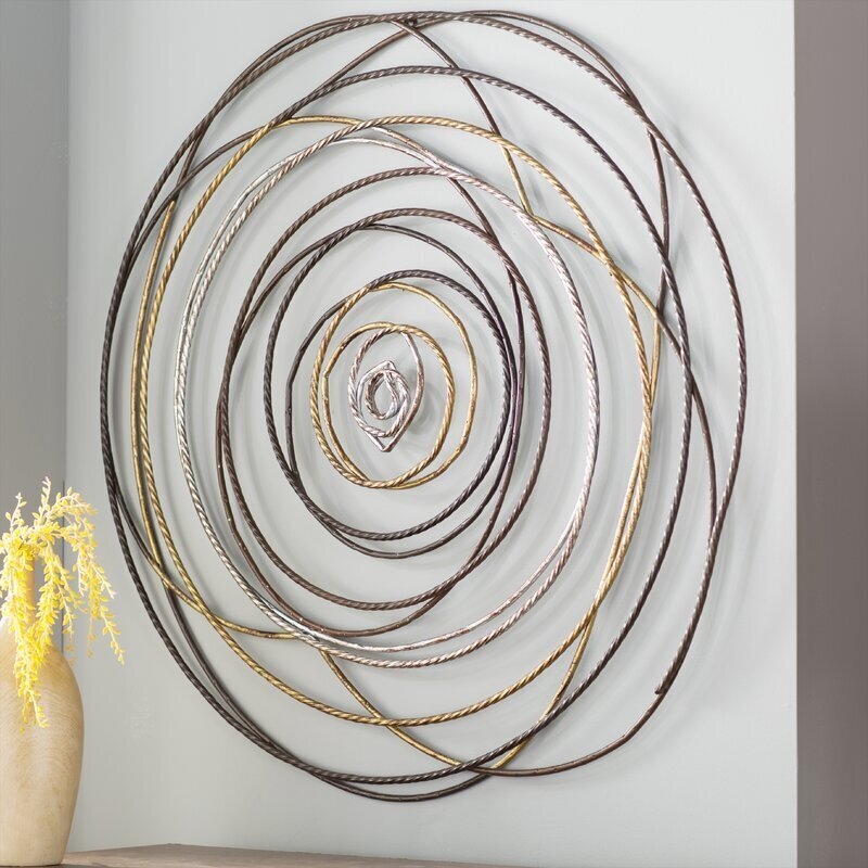 Metal Wall Art, Twisted Wire Texture with Mixed Metallic Tones