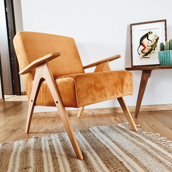 Mid-Century Armchair  Indoor Accent Chair Velvet Lounge chair - Retro  Design