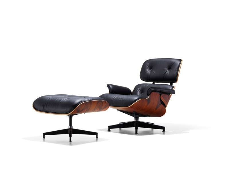 Mid-Century Lounge Chair: Star Base Swivel & Tufted Black Set