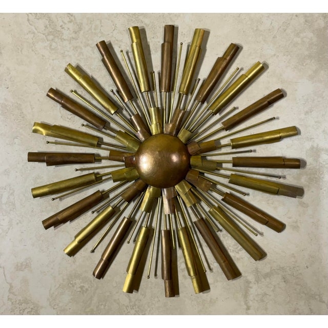 Mid-Century Modern Brass & Copper Sunburst Wall Art Medallions | Chairish