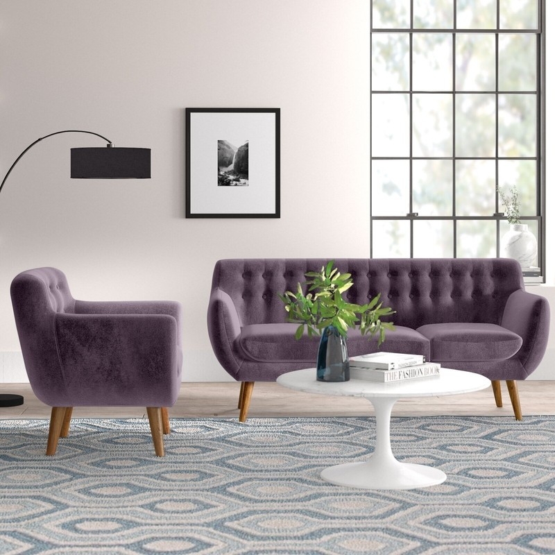 Mid Century Modern Sofa Set with Distinctive Splayed Wood Legs