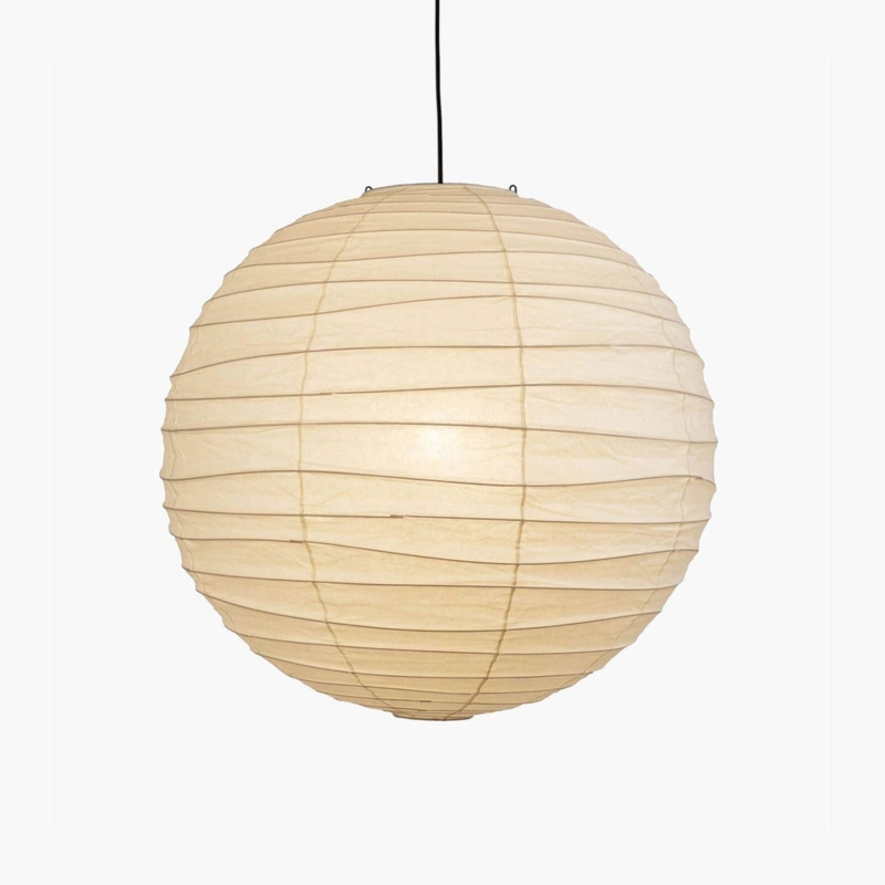 Mid-Century Sphere Light Ribbed Paper Voluminous Globe Japandi