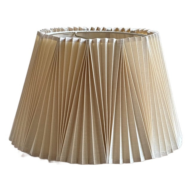 Mid-Century Tapered Drum Lampshade with Inverted Knife Pleats in Beige