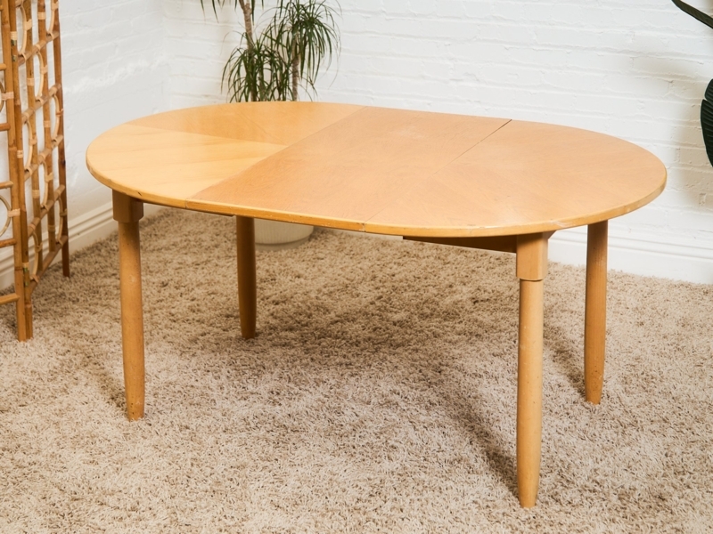 Mid-Century Tapered Leg Table featuring Unique Sunburst Grain Top