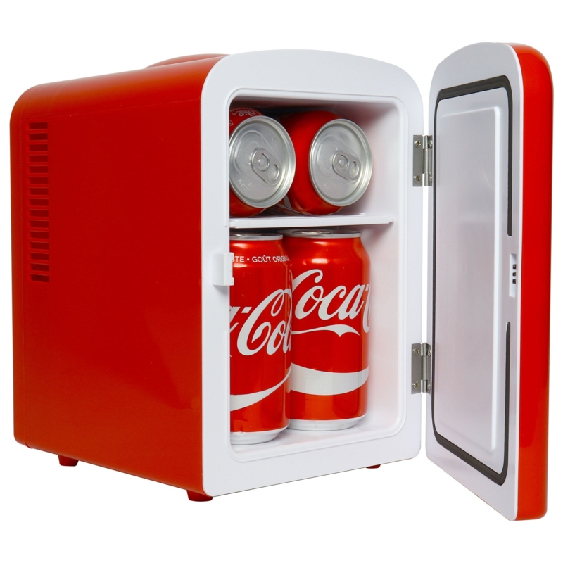 Mini Fridge Vibrant Red Glossy Compact Personal Cooler Latch Closure