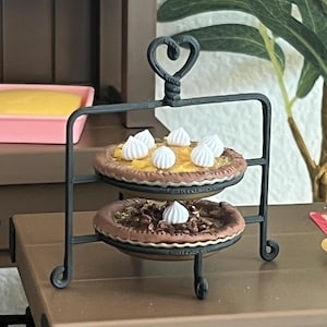 Miniature Dessert Stand, Rustic 2-Tier with Heart Top Handle